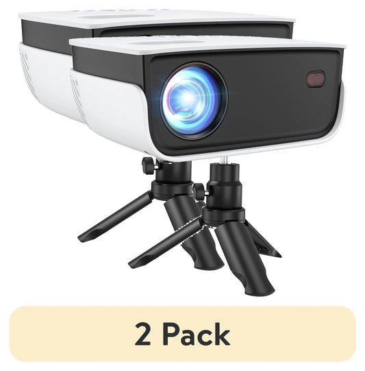 (2 Pack)  1080P Mini Projector,Keystone Correction,Up to Support 240'' Screen,With Stand